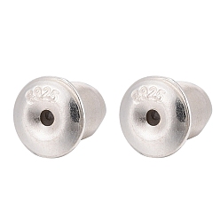 Silver 925 Sterling Silver Ear Nuts, with 925 Stamp, Silver, 5.5x6.2mm, Hole: 0.8mm