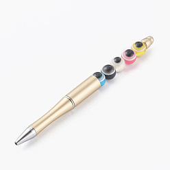 Mixed Color Ballpoint Pens, with Round Evil Eye Resin Beads, Mixed Color, 145x12mm