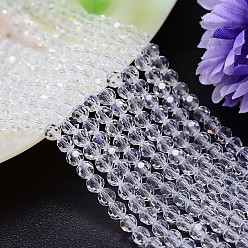 Clear Imitation Austrian Crystal Bead Strands, Grade AAA, Faceted(32 Facets) Round, Clear, 8mm, Hole: 0.9~1mm, about 50pcs/strand, 15.7 inch