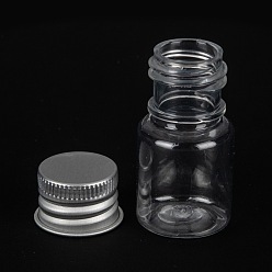 Platine Mini bouteille de stockage en plastique pour animaux de compagnie, bouteille de voyage, pour les cosmétiques, crème, lotion, liquide, avec couvercle à vis en aluminium, platine, 2.2x4.3 cm, capacité: 5 ml (0.17 fl. oz)