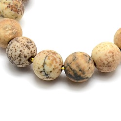 Picture Jasper Frosted Natural Picture Jasper Round Bead Strands, 8mm, Hole: 1mm, about 47~49pcs/strand, 14.9~15.6 inch