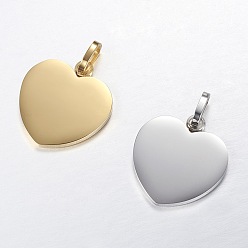 Mixed Color 304 Stainless Steel Stamping Blank Tag Pendants, Heart, Mixed Color, 28x26x2mm, Hole: 5x8mm