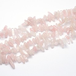 Rose Quartz Natural Rose Quartz Beads Strands, Nuggets, 9~22x4~10mm, Hole: 1mm, about 15.7 inch