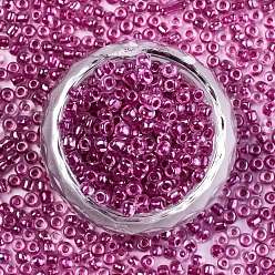 Medium Violet Red 12/0 Glass Seed Beads, Transparent Inside Colours Luster, Round Hole, Round, Medium Violet Red, 12/0, 2~2.5x1.5~2mm, Hole: 0.8mm, about 30000pcs/bag