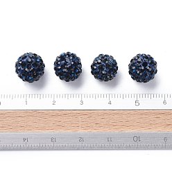 Montana Polymer Clay Rhinestone Beads, Grade A, Round, PP15, Montana, 10mm, Hole: 1.8~2mm, 6 Rows Rhinestone, PP15(2.1~2.2mm)