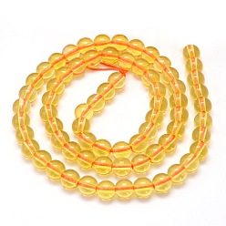 Quartz Crystal Natural Quartz Crystal Beads Strands, Round, Grade A, Imitation Citrine, Dyed & Heated, 6mm, Hole: 1.2mm, about 65pcs/strand, 15.5 inch