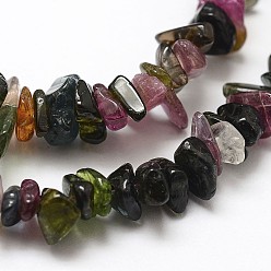 Mixed Color Natural Tourmaline Beads Strands, Chip, Mixed Color, 3~5x7~13x2~4mm, Hole: 0.4mm, 16 inch