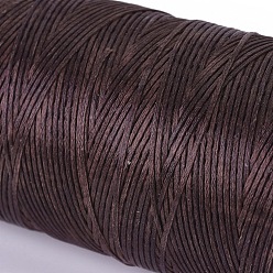 Coconut Brown Waxed Polyester Cord, Micro Macrame Cord, Waxed Sewing Thread, Flat, Coconut Brown, 0.8mm, about 284.33 yards(260m)/roll