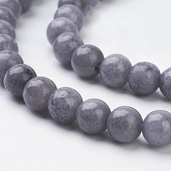 Gray Natural Mashan Jade Round Beads Strands, Dyed, Gray, 6mm, Hole: 1mm, about 69pcs/strand, 15.7 inch