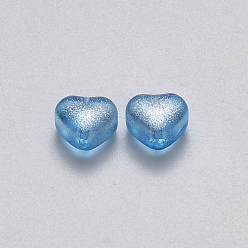 Mixed Color Transparent Spray Painted Glass Beads, Heart, Mixed Style, Mixed Color, 6x6x4mm, Hole: 0.7mm