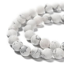 Howlite Natural Howlite Beads Strands, Frosted, Round, 8mm, Hole: 1mm, about 48pcs/strand, 15.1 inch