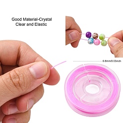 Pink Fil élastique de perles extensible solide, chaîne de cristal élastique plat, rose, 0.8mm, environ 10.93 yards (10m)/rouleau