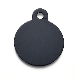 Black Aluminum Pendants, Stamping Blank Tag, Flat Round, Black, 31x25x1mm, Hole: 3mm