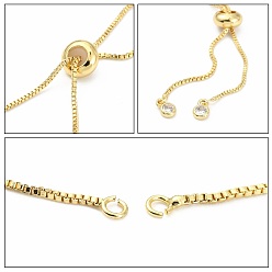 Real 18K Gold Plated Rack Plating Brass Chain Bracelet Making, with Rhinestone, Long-Lasting Plated, Slider Bracelets Making, Cadmium Free & Lead Free, Real 18K Gold Plated, Single Chain Length: about 115~120mm