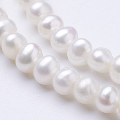 Blanc Brins de perles de culture d'eau douce naturelles, pomme de terre, blanc, 3.1~3.5x4~4.5mm, Trou: 0.5mm, Environ 117 pcs/chapelet, 15.5 pouce