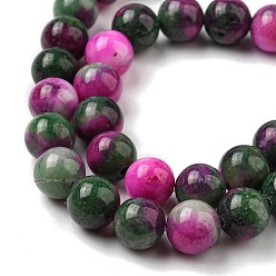 Colorful Jade Beads Strands, Natural White Jade, Dyed, Round, Colorful, 8mm, Hole: 1mm, about 51pcs/strand, 15.7 inch