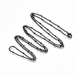Black Brass Coated Iron Curb Chain Necklace Making, with Lobster Claw Clasps, Black, 32 inch(81.5cm)