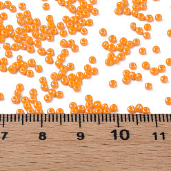 Оранжевый 11/0 чешский непрозрачный стеклянный бисер, lustered, круглые, оранжевые, 2.2x1.5 мм, отверстие : 0.7 мм, о 500 г / мешок