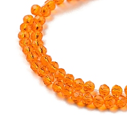 Orange Transparent Glass Beads Strands, Faceted, Rondelle, Orange, 3x2mm, Hole: 0.8mm, about 185~190pcs/strand, 15.5~16 inch(39.3~40.6cm)
