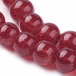 Red Spray Painted Crackle Glass Beads Strands, Round, Red, 6mm, Hole: 1.3~1.6mm, about 133pcs/strand, 31.4 inch