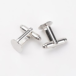Platinum Brass Cuff Button, Cufflink Findings for Apparel Accessories, Platinum Color, 16x10mm