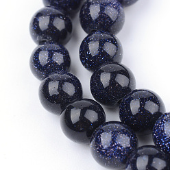 Goldstone Bleu Synthétiques bleus Goldstone brins de perles, ronde, 10~10.5mm, Trou: 1.2mm, Environ 36 pcs/chapelet, 15.5 pouce