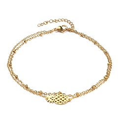 Golden Ion Plating(IP) 304 Stainless Steel Multi-strand Anklets, with Satellite Chains and 201 Stainless Steel Pineapple Links, Golden, 9-7/8 inch(25cm)