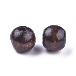 Coconut Brown Dyed Natural Wood Beads, Round, Lead Free, Coconut Brown, 20x18mm, Hole: 4.5mm, about 400pcs/1000g