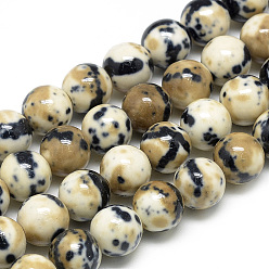 Tan Synthetic Ocean White Jade Beads Strands, Dyed, Round, Tan, 6~7mm, Hole: 1mm, about 61pcs/strand, 15.8 inch