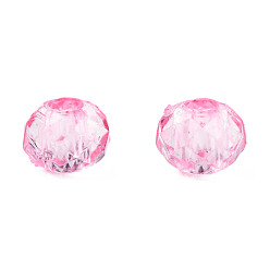 Pink Perles acryliques transparentes, facette, rondelle, rose, 4x3.5mm, Trou: 1.5mm, environ14000 pcs / 500 g