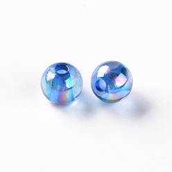 Royal Blue Transparent Acrylic Beads, AB Color Plated, Round, Royal Blue, 8x7mm, Hole: 2mm, about 1745pcs/500g