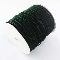 Dark Green 1/4 inch Single Face Velvet Ribbon, Dark Green, 1/4 inch(6.5mm), about 200yards/roll(182.88m/roll)
