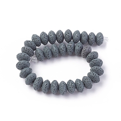 Gray Natural Lava Rock Beads Strands, Dyed, Rondelle, Gray, 10~11x6mm, Hole: 1.8mm, about 34 pcs/Strand, 7.87 inch(20cm)