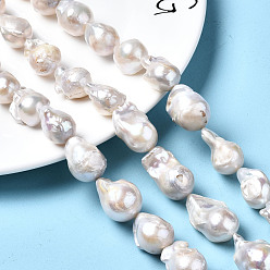 White Natural Baroque Pearl Keshi Pearl Beads Strands, Cultured Freshwater Pearl, Nuggets, Natural Color, White, 16~36x14~19x12~18mm, Hole: 0.5mm, about 16~21pcs/strand, 15.55 inch~16.34 inch(39.5~41.5cm)