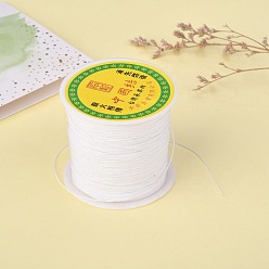 White Braided Nylon Thread, Chinese Knotting Cord Beading Cord for Beading Jewelry Making, White, 0.5mm, about 150yards/roll