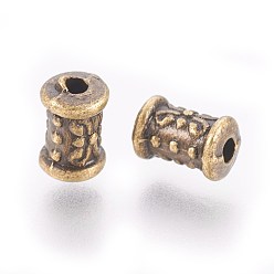 Antique Bronze Tibetan Style Beads, Zinc Alloy Beads, Lead Free & Nickel Free & Cadmium Free, Tube, Antique Bronze Color, 7x5mm, Hole: 2mm