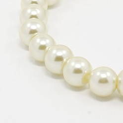Creamy White Stretchy Carnival Jewelry, Mardi Gras Glass Pearl Bracelets, with Elastic Cord, Creamy White, 6x55mm