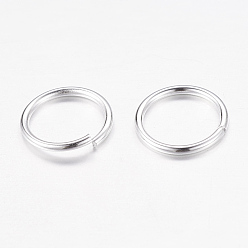Серебро Открытые прыжковые кольца латунные прыжковые кольца, без кадмия и без свинца, серебряные, 10x1 мм, 18 датчик, внутренний диаметр: 8 мм, Около 2600 шт / 500 г