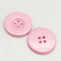 Pink Boutons en résine, teint, plat rond, rose, 30x3mm