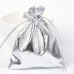 Silver Rectangle Organza Bags, Drawstring Pouches Bags, Party Wedding Cookies Candy Jewelry Bags, Silver, 12x10cm