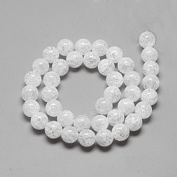 Crackle Quartz Natural Crackle Quartz Crystal Beads Strands, Round, 7~8mm, Hole: 1mm, about 56pcs/strand, 15.7 inch