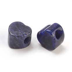Sodalite Natural Sodalite European Beads, Large Hole Beads, Heart, 13~14x13~14x9~10mm, Hole: 5.5~6mm