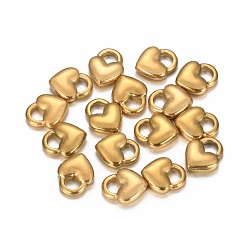 Golden Ion Plating(IP) 304 Stainless Steel Charms, Heart Lock, Golden, 11x9x3mm, Hole: 3x4mm