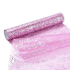 Pink Rubans de maille déco imprimés note de musique de couleur argentée, tissu de tulle, pour la décoration de la maison de fête, rose, 10.82~11.02 pouce (27.5~28 cm), 5 yards / rouleau