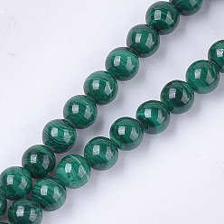 Malachite Malachite naturelles brins de perles, Grade a, ronde, 6mm, Trou: 0.8mm, Environ 30~33 pcs/chapelet, 7.6 pouce