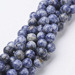 Cornflower Blue Gemstone Beads, Natural Blue Spot Jasper, Round, Cornflower Blue, 12mm, Hole: 1mm, about 32pcs/strand, 16 inch