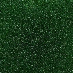 Зеленый Бисер из стекла , прозрачный, круглые, зелёные, 12/0, 2 мм, Отверстие: 1 мм, о 30000 бисер / фунт
