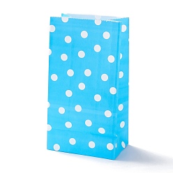 Deep Sky Blue Rectangle Kraft Paper Bags, None Handles, Gift Bags, Polka Dot Pattern, Deep Sky Blue, 13x8x24cm