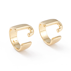 Letter J Brass Cuff Rings, Open Rings, Long-Lasting Plated, Real 18K Gold Plated, Letter.J, Size 6, 17mm