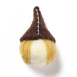 Coconut Brown Wool Felt Display Decorations, Witch, Coconut Brown, 35~36x31~31.5x65.5~66.5mm
